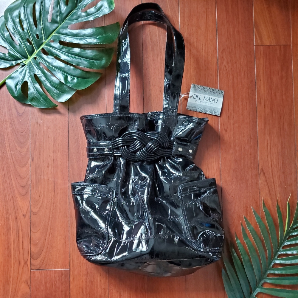 NWT Del Mano Patent Leather Handbag